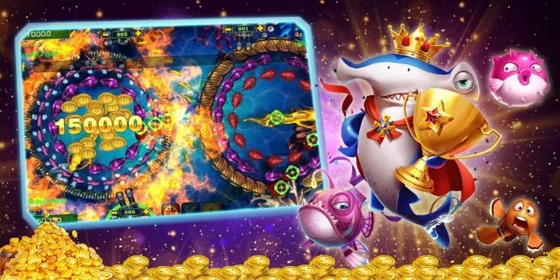 Giao diện chính Bắn Cá Xu Vàng 777 với boss khủng xuất hiện