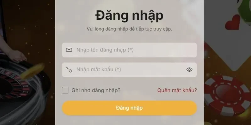Giao diện đăng nhập FO88 đơn giản, dễ sử dụng trên mọi thiết bị.